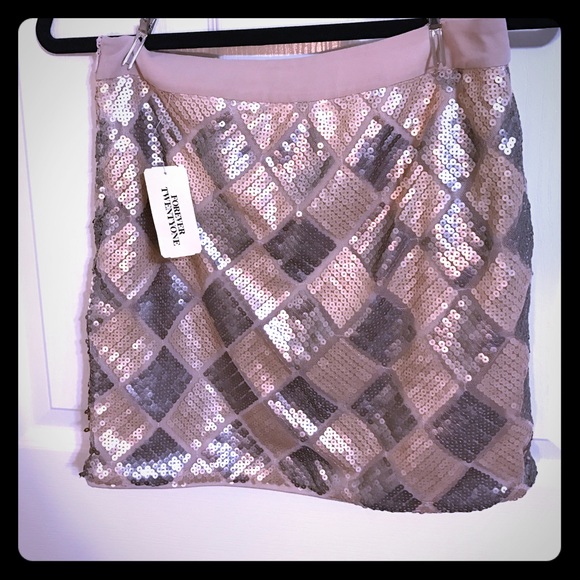 Forever 21 metallic sequins tight short mini skirt