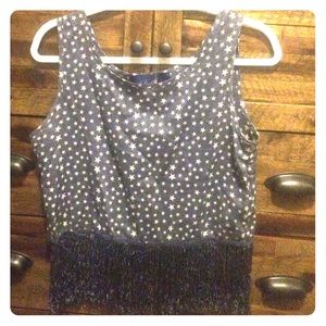 Fringe crop top. Star pattern.