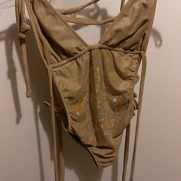 Tan soft suade swim w scrunge butt (Never Worn)