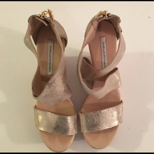 DVF Metallic Gold Wedges