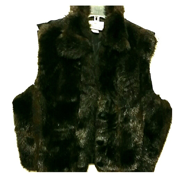 Very Velvet And Faux Fur fitted Vest in Black