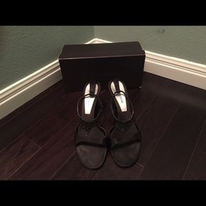 Enzo Angiolini Black Satin and Jewel Heels