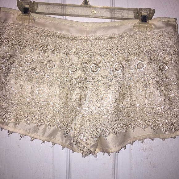 Ivory lace shorts