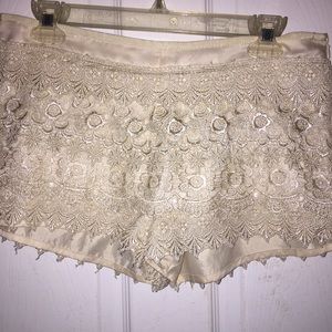 Ivory lace shorts