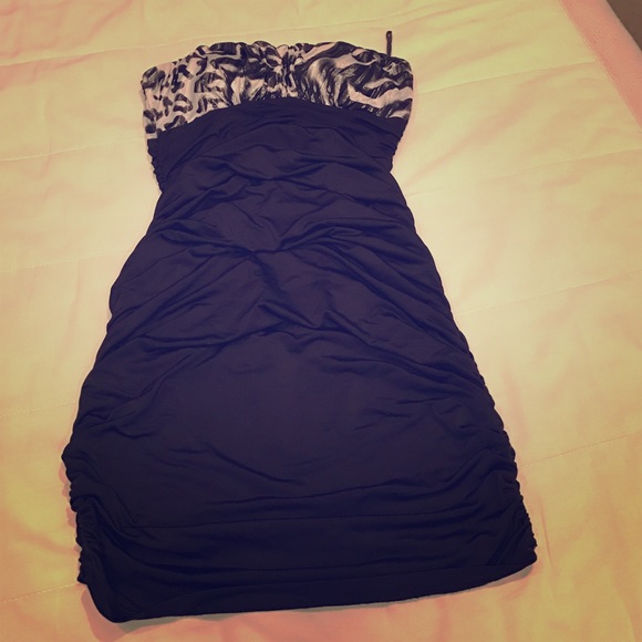 Zebra print and black mini dress