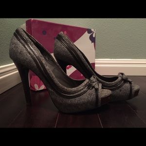 Peep Toe Fabric Heel