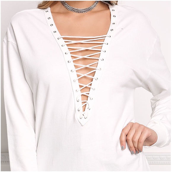 Lace Up Pullover Sweater - Picture 4 of 4