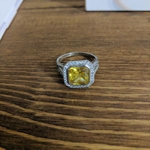 Large Yellow CZ Ring Size 11