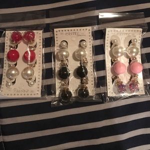Bundle 3 packets, of 3 pairs of ear rings