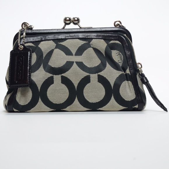 Coach Handbags - Parker Framed Op Art Signature Kisslock Satchel