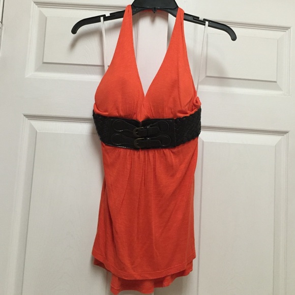 Agaci Tops - Orange Halter Top