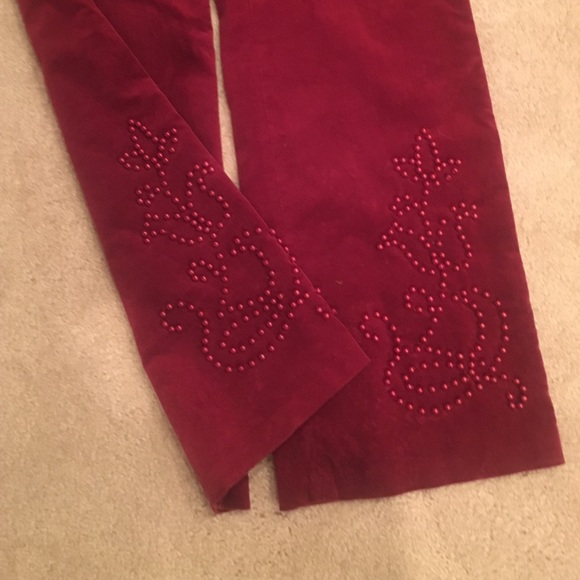 Velvet pants with bead detail