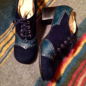 Vintage Blue Suede Hippie/Victorian Style Shoes