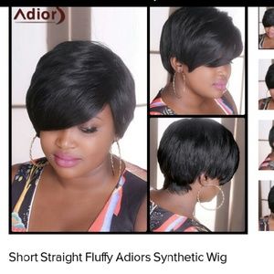 Short straight synthetic wig