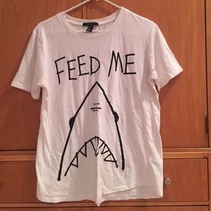 Forever21 Graphic White Shark Tee