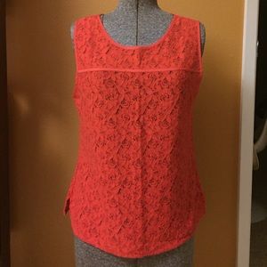 Orange Floral Lace Sleeveless Top Sz S by Gap