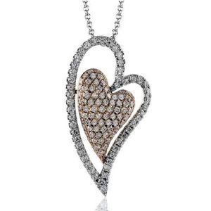 Simon G two tone heart pendant with necklace chain