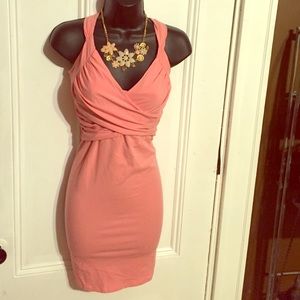 Coral mini dress with built in bra.
