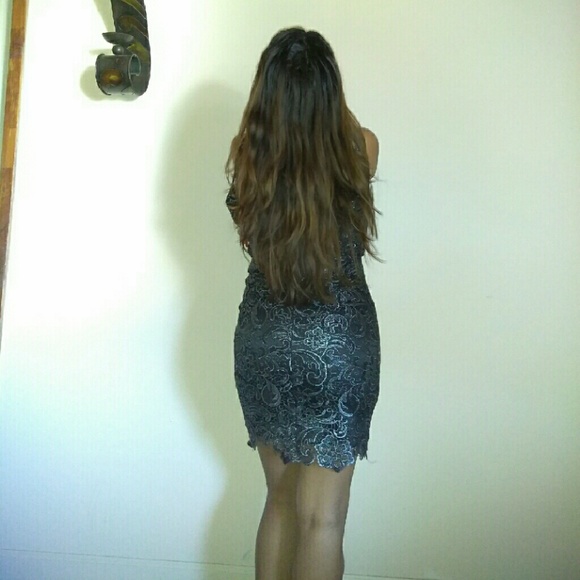 Black/Gold lace dress ties in back