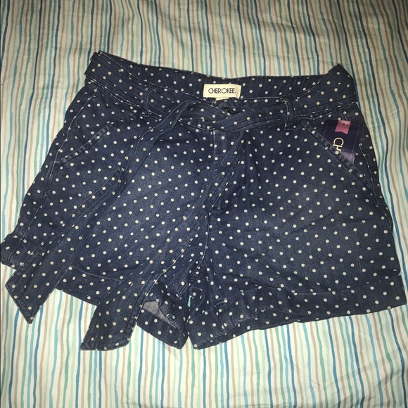 Blue jeans polka dot shorts