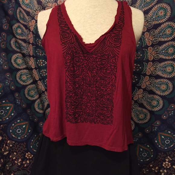 Tops - Burgundy Beaded Tank!
