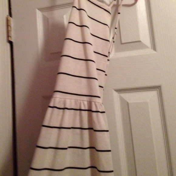 LOFT White And Black Striped Maxi Dress