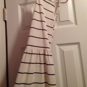 LOFT White And Black Striped Maxi Dress