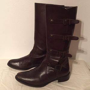Kenneth Cole Brown Leather w Metal Buckle Boots