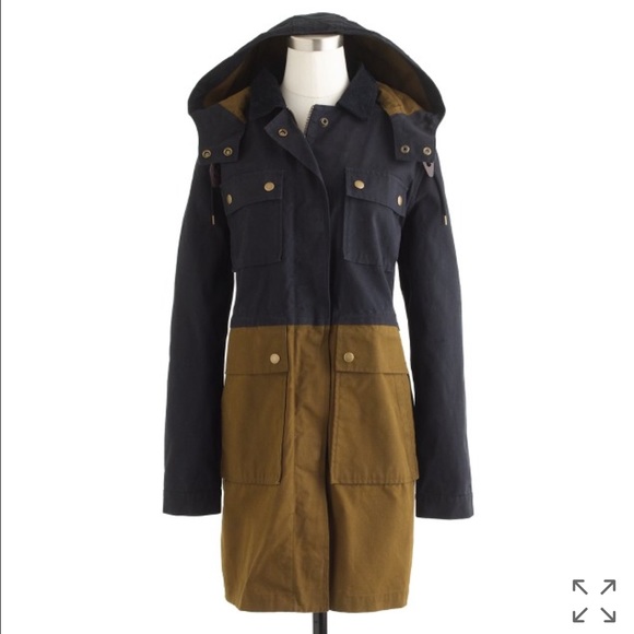 J.Crew Colorblock Field Jacket Rain Trench Coat