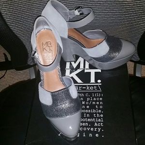 Mrkt Shoes - Sexy Grey Mary Jane Wedge Leather Platforms Mrkt Shoes - Sexy Grey Mary Jane Wedge Leather Platforms