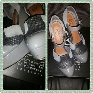 Mrkt Shoes - Sexy Grey Mary Jane Wedge Leather Platforms Mrkt Shoes - Sexy Grey Mary Jane Wedge Leather Platforms