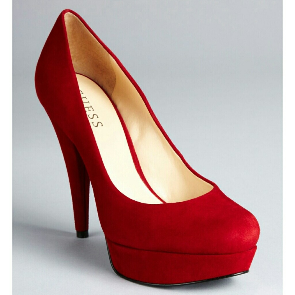 Guess Red Suede Heels Size 8M