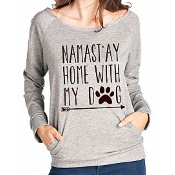 Tops - HP 2/7!! Namaste At Home with My Dog pocket top 🐶