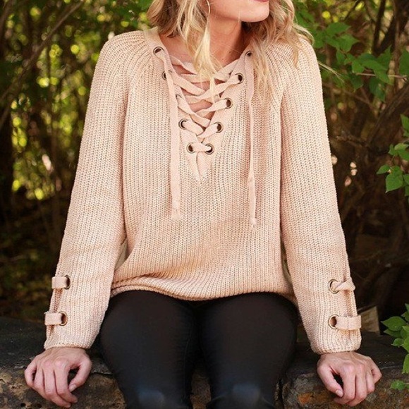 Last One ! CHIC Sweater Tunic Lace UP - Picture 2 of 4