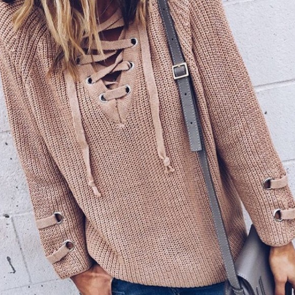 Last One ! CHIC Sweater Tunic Lace UP - Picture 4 of 4