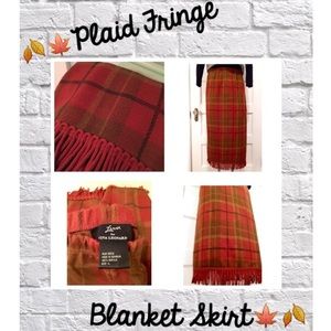 Plaid Blanket Fringe Skirt
