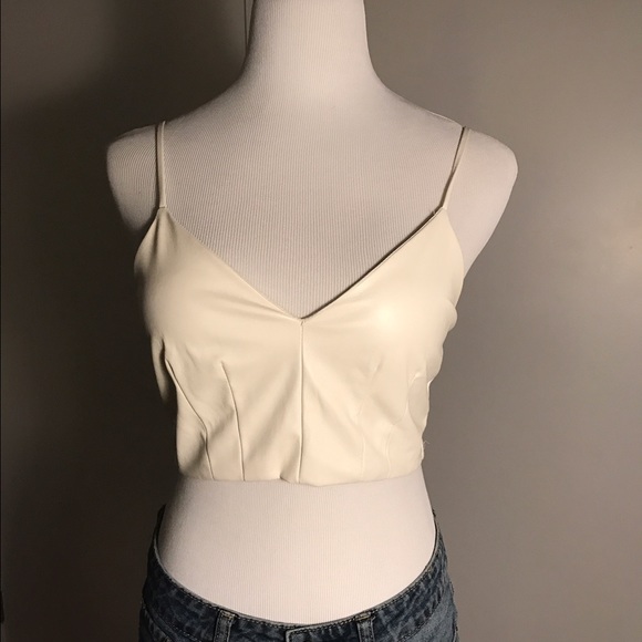 White Vegan Leather Bra Top