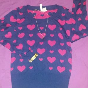 cute blue and pink sweater with hearts!