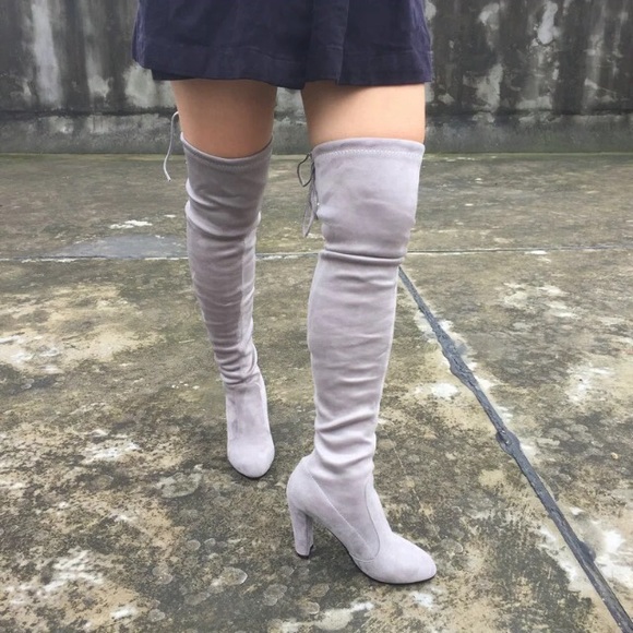 •JUST IN• Over the Knee Gray Suede Boots - Picture 2 of 2