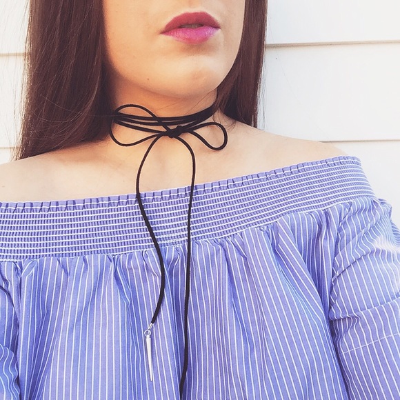 Erica Rose Jewelry - "Sadie" Necklace || Black Faux-Suede Tie-Up Choker