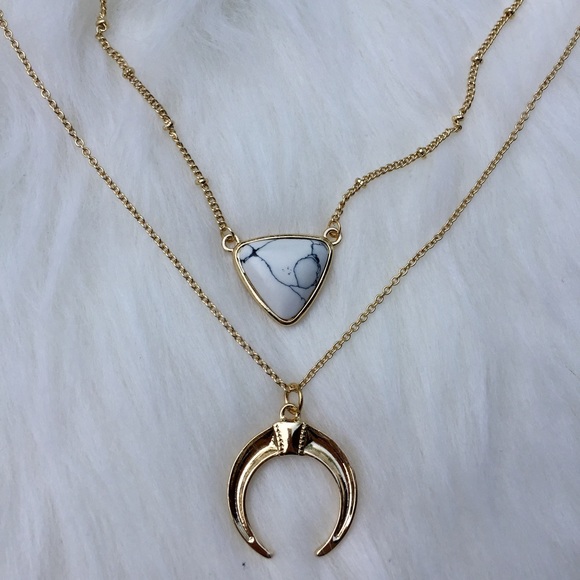 Jewelry - •JUST IN•Crescent Black/White Marble Necklace