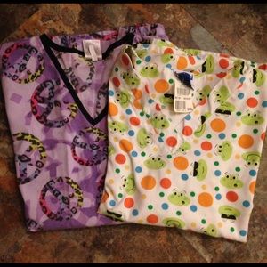 2 scrub tops size small!