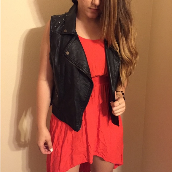 Black leather vest