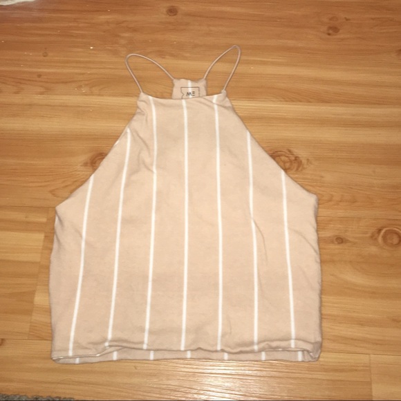 Striped Cream and White Crop Top