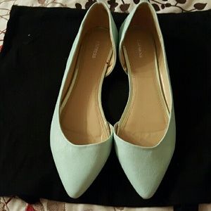 Mint green pointed flats