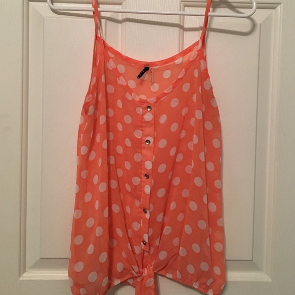 Polka dot salmon tank top - Picture 1 of 2