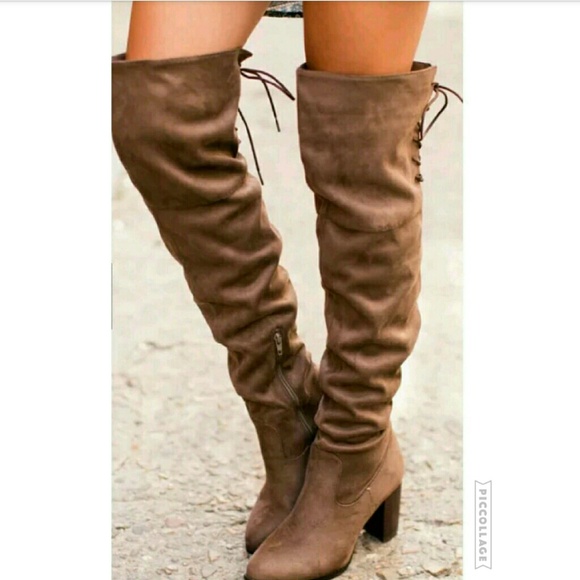 light brown over the knee boots