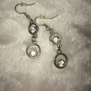 Silver dangles with clear stones