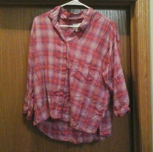 Red plaid button up shirt
