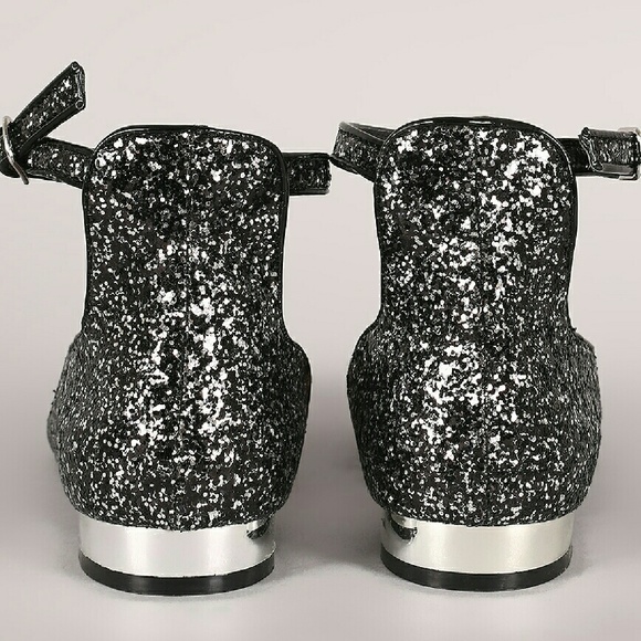 𝙇𝙖𝙨𝙩 𝙎𝙞𝙯 6 & 7 🖤Leatherette Glittery Pointy Flat - Picture 6 of 6